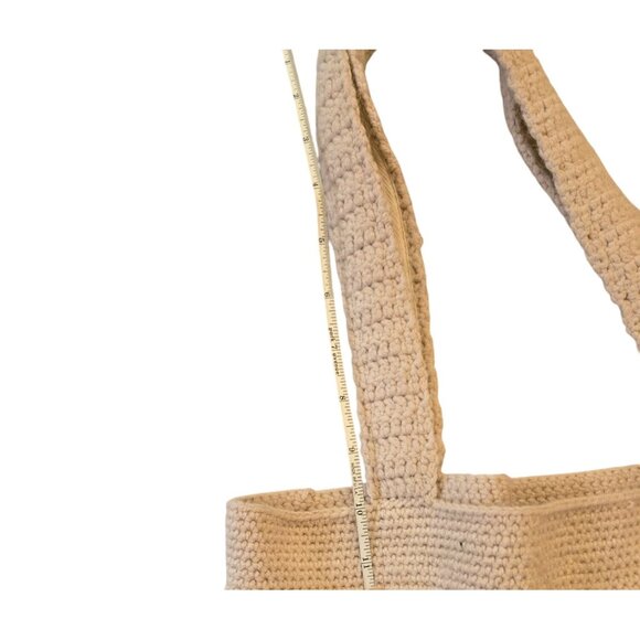 Handmade Crochet Granny Square Tote Bag With Multicolor Pattern & Beige Base - Picture 11 of 11